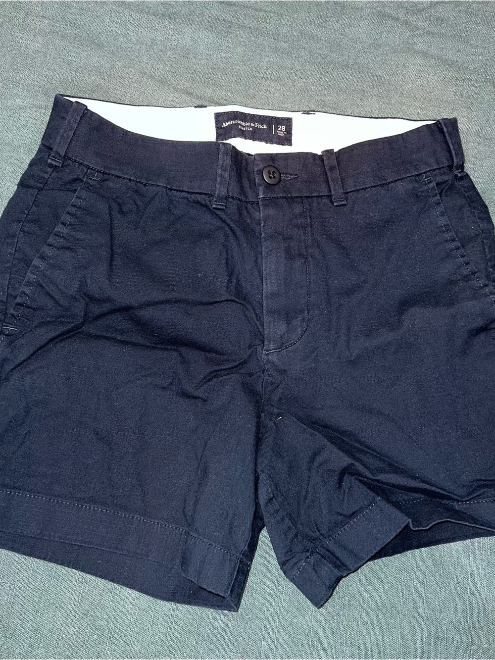 Abercrombie & Fitch Men's Dark Navy Flat Front Shorts